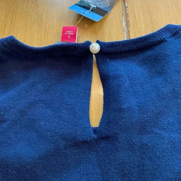 Vince Camuto women’s new short sleeve knit sweater top peep hole pearl button L - Picture 3 of 11